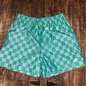 Nike Green Checkered Athletic Shorts